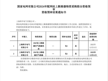 喜報(bào)：上海梓開(kāi)電氣成功通過(guò)國(guó)家電網(wǎng)資格審查！